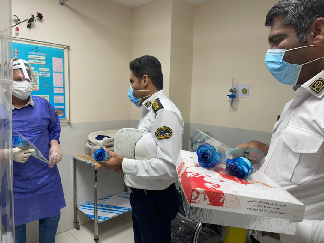 تقدیر رییس پلیس راهور تنگستان از کادر درمان بیمارستان اهرم + عکس